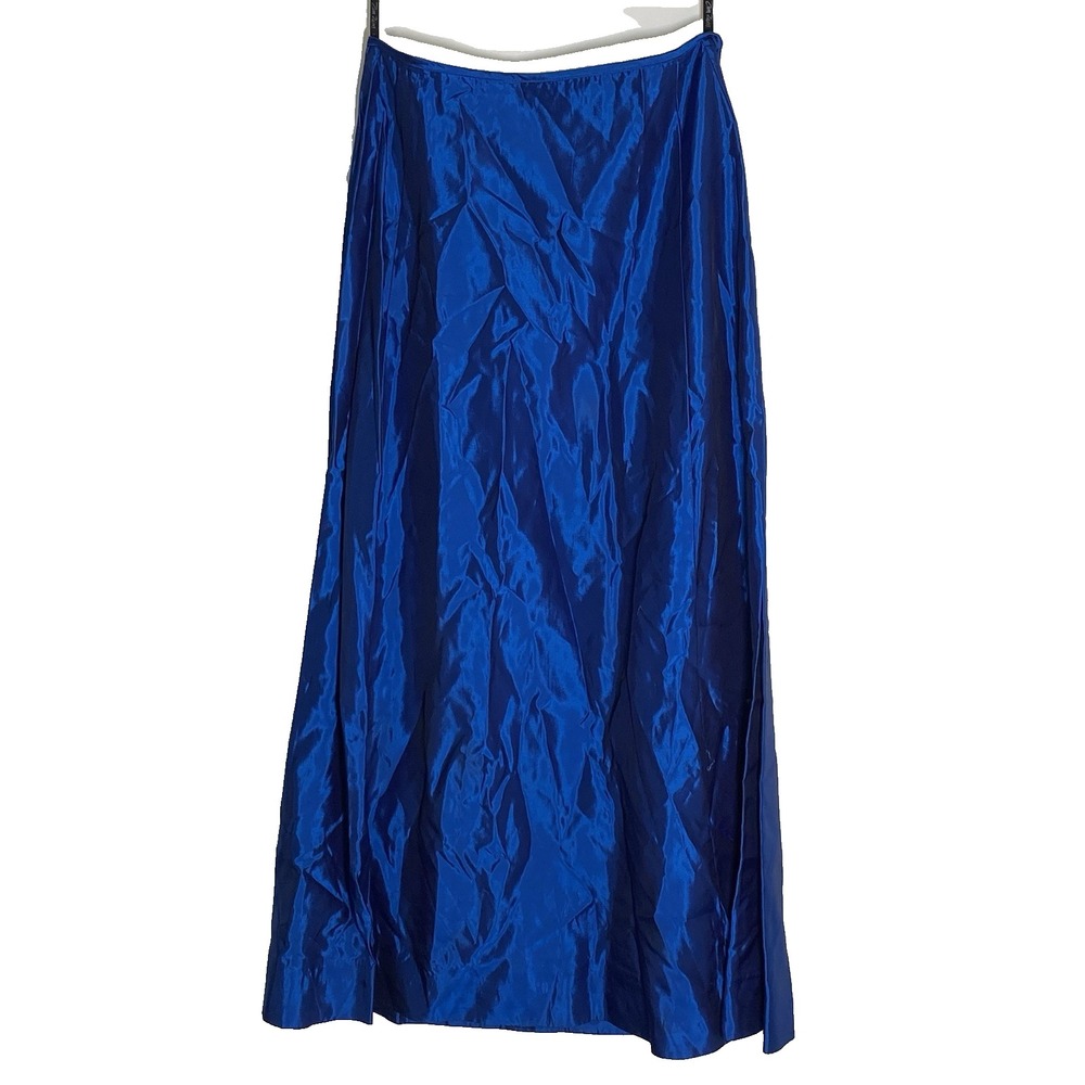 Vintage Zum Zum Maxi Skirt Womens 12 Blue Satin Prom Fairy Dainty Y2K 80s 90s S